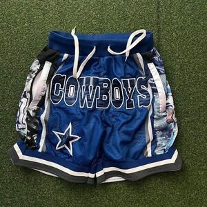 Clean Cut Clothing Cowboys Embroidered Spell Out Graphic Shorts‎